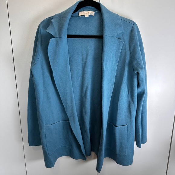 LOFT Sweaters - LOFT Women's Cardigan Sweater Blazer Blue Open Front Pockets Career Casual